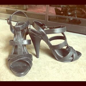 Black leather sandals